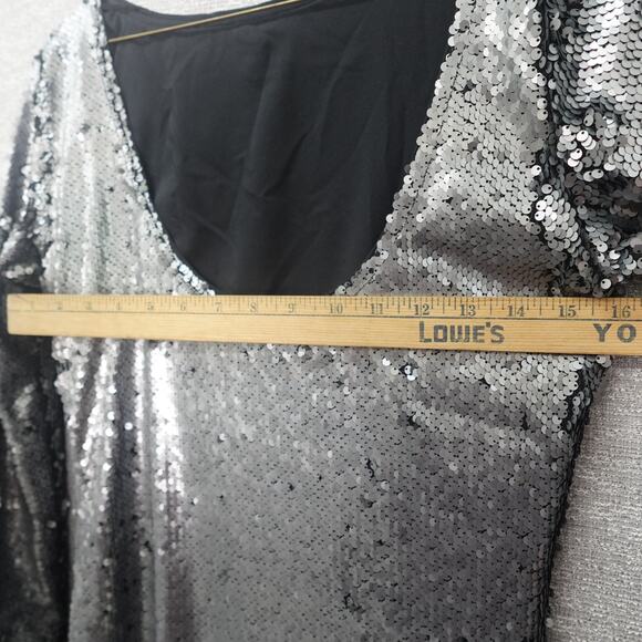 Calvin Klein Sequin Midi Dress Silver- XS - Picture 8 of 9